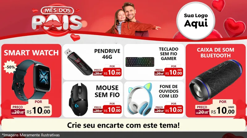 Modelo de TV para TV Horizontal com o tema Mês dos Pais para Informática