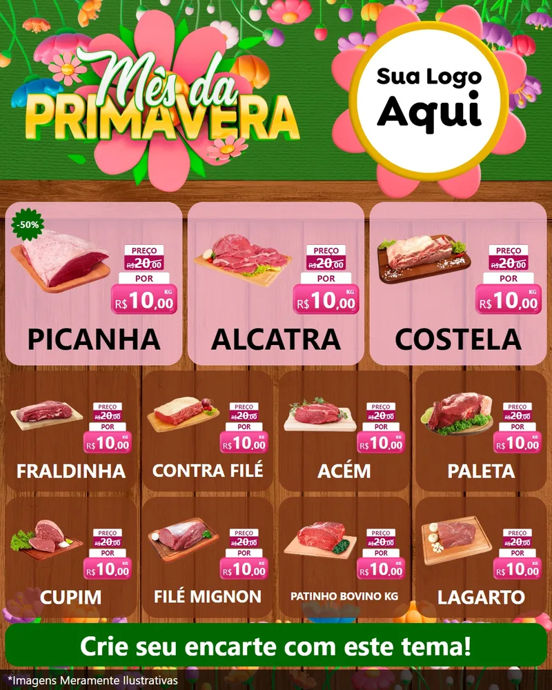 Modelo de Rede Social para Feed Instagram com o tema Mês da Primavera para Açougue