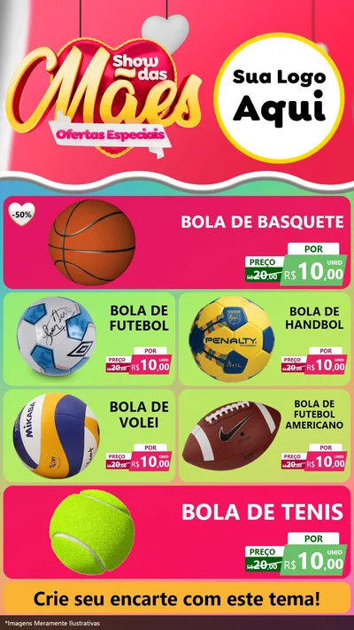 Modelo de TV para TV Vertical com o tema Show das Mães - Ofertas Especiais para Artigos Esportivos