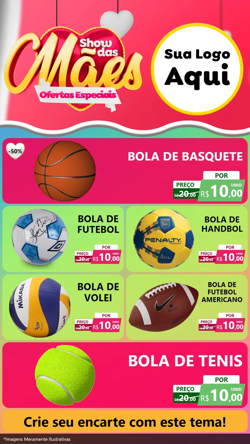 Modelo de TV para TV Vertical com o tema Show das Mães - Ofertas Especiais para Artigos Esportivos