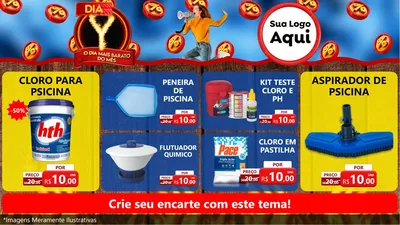 Modelo de TV para TV Horizontal com o tema Dia Y - O Dia Mais Barato Do Mês para Produtos para Piscina