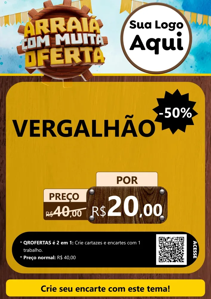 Modelo de Cartaz para Cartaz A4 Vertical com o tema Ofertas de São João - Junina para Ferragens