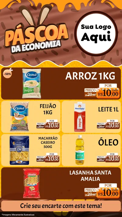 Modelo de TV para TV Vertical com o tema Páscoa da Economia para Supermercado