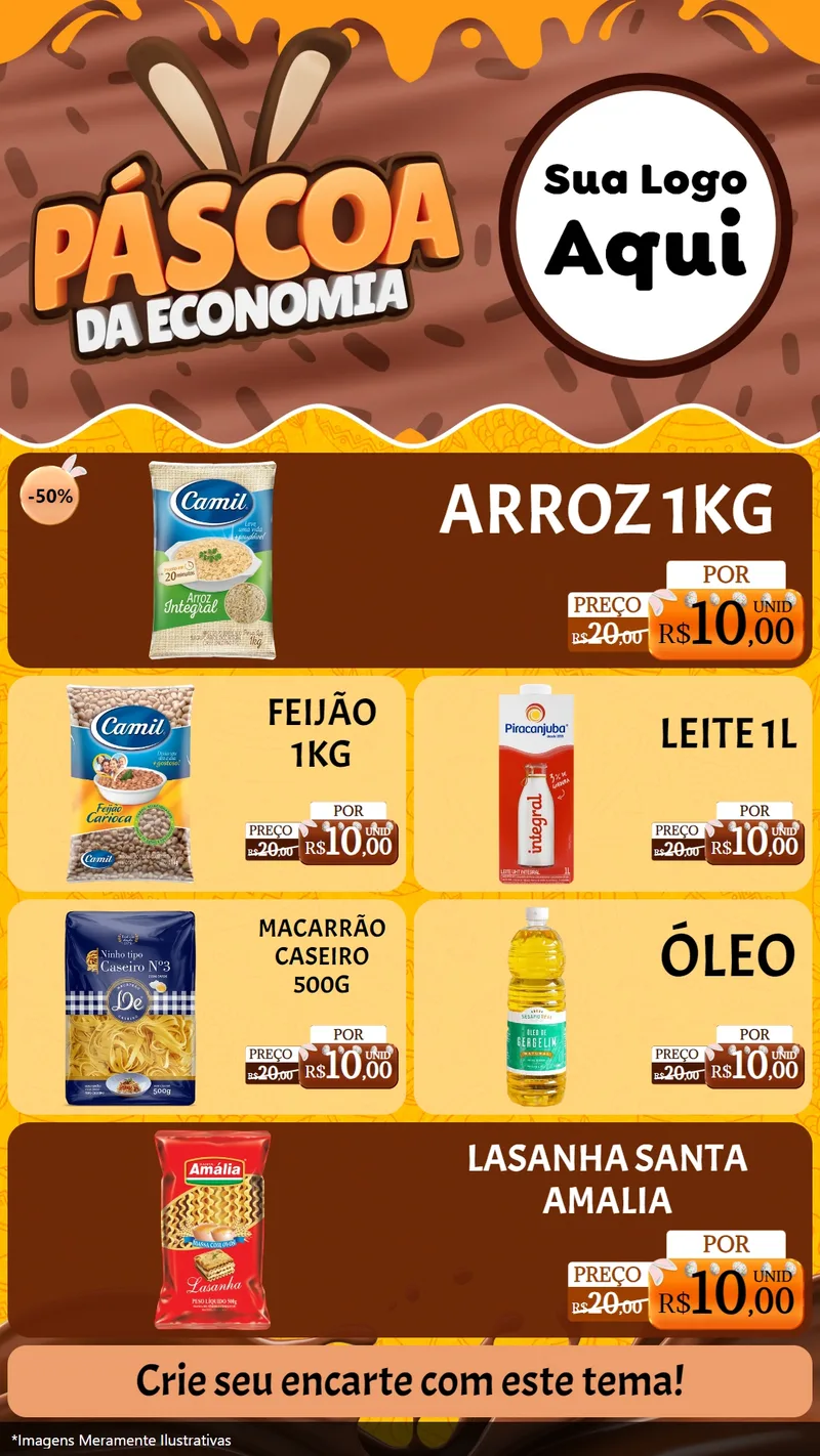 Modelo de TV para TV Vertical com o tema Páscoa da Economia para Supermercado