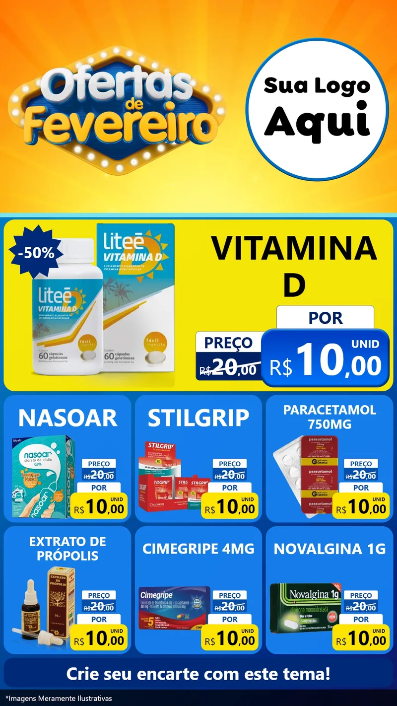 Modelo de Rede Social para Stories com o tema Ofertas de Fevereiro para Farmácia