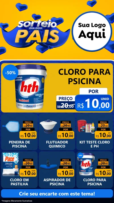 Modelo de Rede Social para Stories com o tema Sorteio Dia dos Pais para Produtos para Piscina