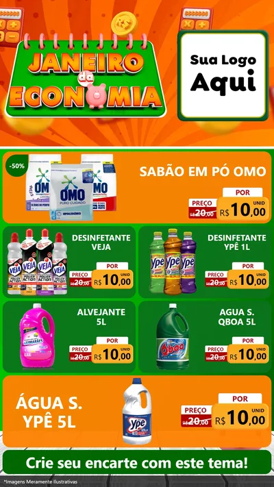 Modelo de TV para TV Vertical com o tema Janeiro da Economia para Produtos de Limpeza