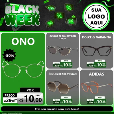 Modelo de Rede Social para Feed Facebook com o tema Black Week para Óticas