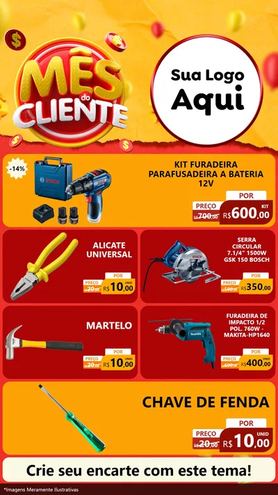 Modelo de TV para TV Vertical com o tema Mês do Cliente para Maquinas e Ferramentas