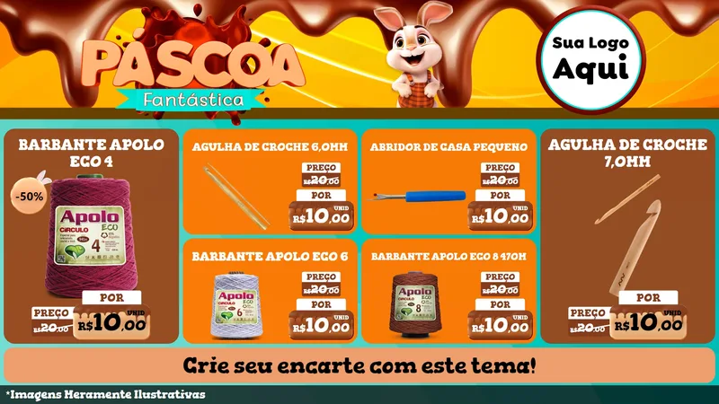 Modelo de TV para TV Horizontal com o tema Páscoa Fantástica para Armarinho e Aviamentos
