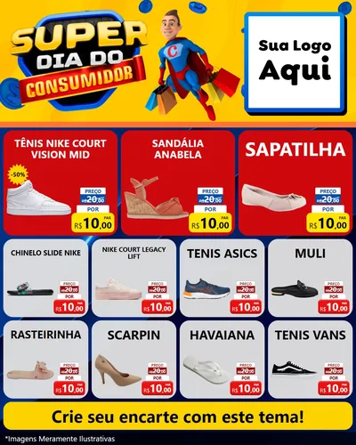 Modelo de Rede Social para Feed Instagram com o tema Super Dia do Consumidor para Calçados
