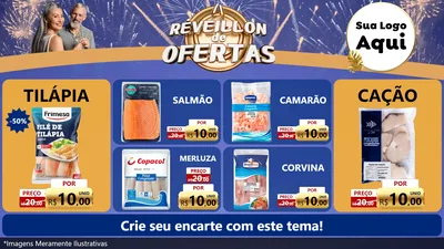 Modelo de TV para TV Horizontal com o tema Réveillon de Ofertas para Peixaria