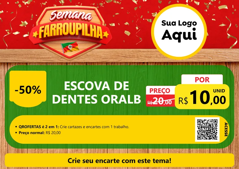 Modelo de Cartaz para Cartaz A4 Horizontal com o tema Semana Farroupilha para Higiene Pessoal