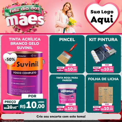 Modelo de Rede Social para Feed Facebook com o tema Feliz Dia das Mães para Tintas e Ferramentas