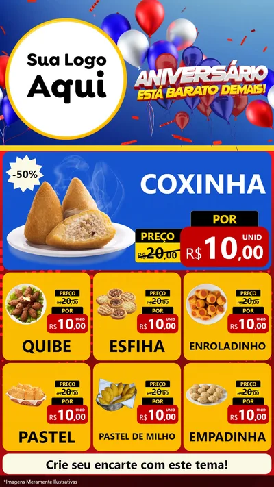 Modelo de Rede Social para Stories com o tema Aniversário para Salgadaria