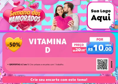 Modelo de Cartaz para Cartaz A4 Horizontal com o tema Semana dos Namorados para Farmácia