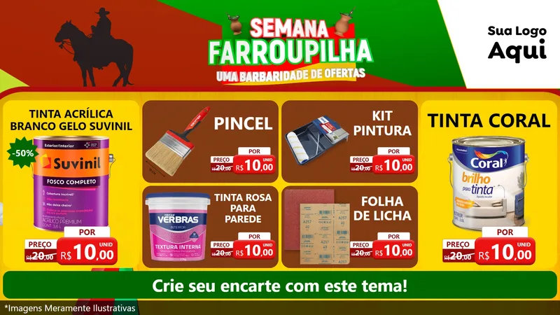 Modelo de TV para TV Horizontal com o tema Semana Farroupilha - Uma Barbaridade de Ofertas para Tintas e Ferramentas