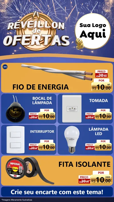 Modelo de TV para TV Vertical com o tema Réveillon de Ofertas para Materiais Elétricos