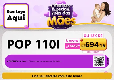 Modelo de Cartaz para Cartaz A4 Horizontal com o tema Ofertas Especiais - Mês das Mães para Concessionaria de Motos