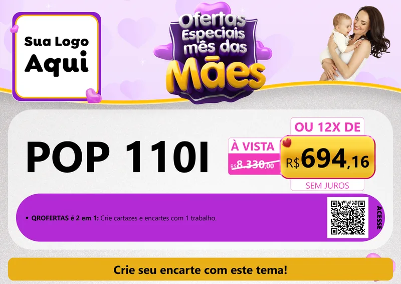 Modelo de Cartaz para Cartaz A4 Horizontal com o tema Ofertas Especiais - Mês das Mães para Concessionaria de Motos