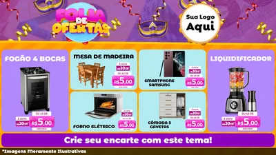 Modelo de TV para TV Horizontal com o tema Folia de Ofertas para Móveis e Eletro