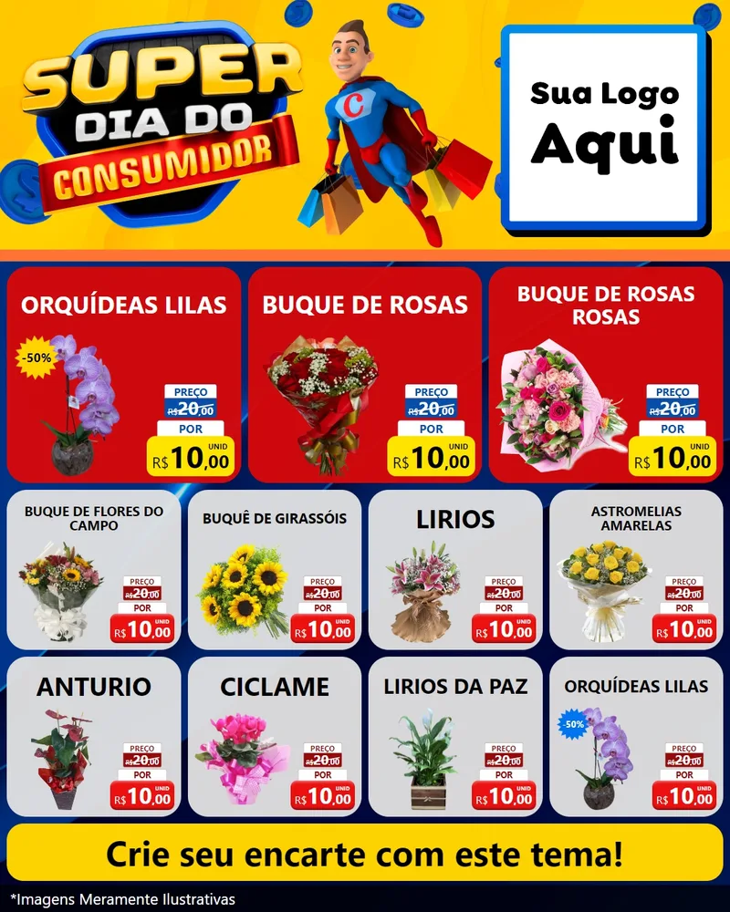 Modelo de Rede Social para Feed Instagram com o tema Super Dia do Consumidor para Floricultura e jardim