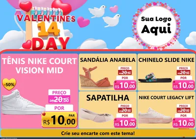 Modelo de Encarte para Encarte A4 Horizontal com o tema Valentine's Day para Calçados