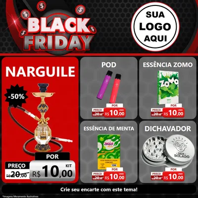Modelo de Rede Social para Feed Facebook com o tema Black Friday para Tabacaria