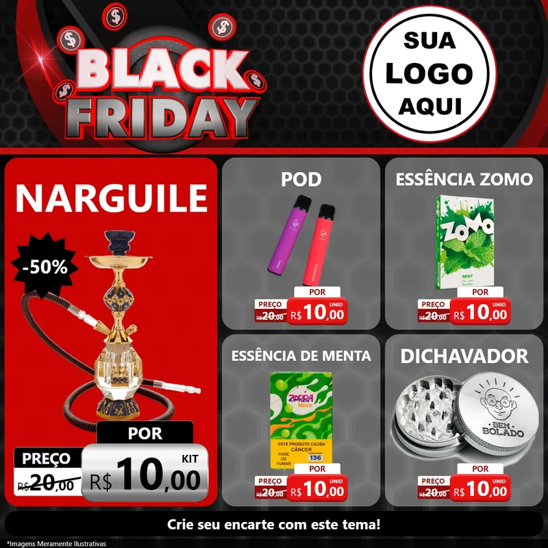 Modelo de Rede Social para Feed Facebook com o tema Black Friday para Tabacaria