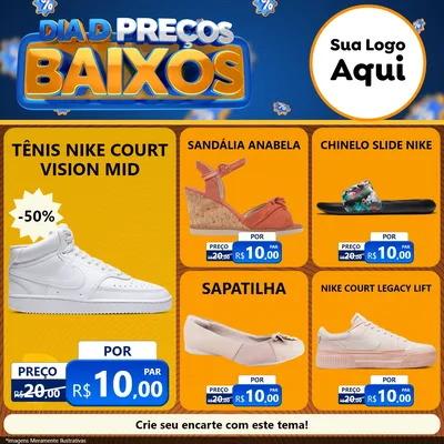 Modelo de Rede Social para Feed Facebook com o tema Dia D Preço Baixo para Calçados