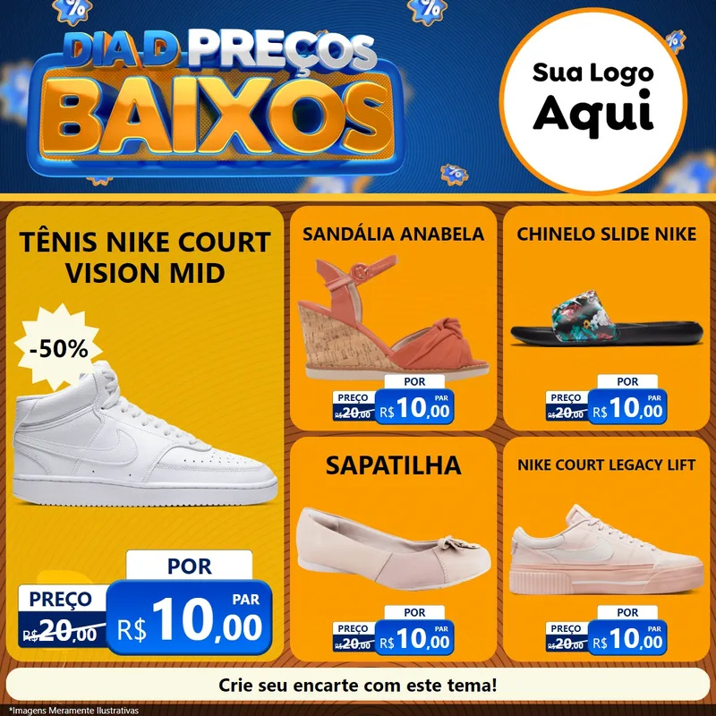 Modelo de Rede Social para Feed Facebook com o tema Dia D Preço Baixo para Calçados