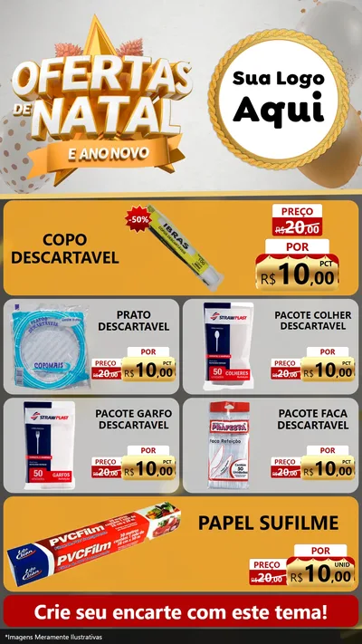 Modelo de TV para TV Vertical com o tema Ofertas De Natal E Ano Novo para Embalagens