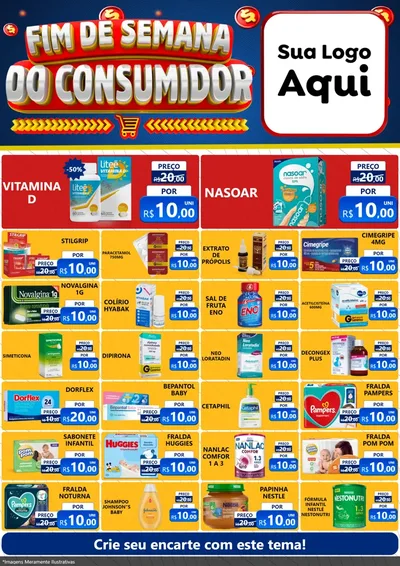 Modelo de Encarte para Encarte A4 Vertical com o tema Fim de Semana do Consumidor para Farmácia