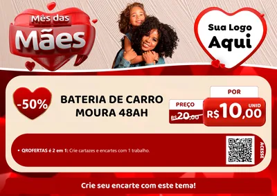 Modelo de Cartaz para Cartaz A4 Horizontal com o tema Mês das Mães para Baterias Elétricas