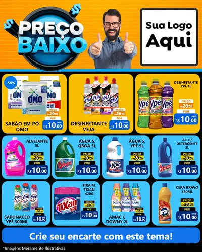 Modelo de Rede Social para Feed Instagram com o tema Preço Baixo para Produtos de Limpeza
