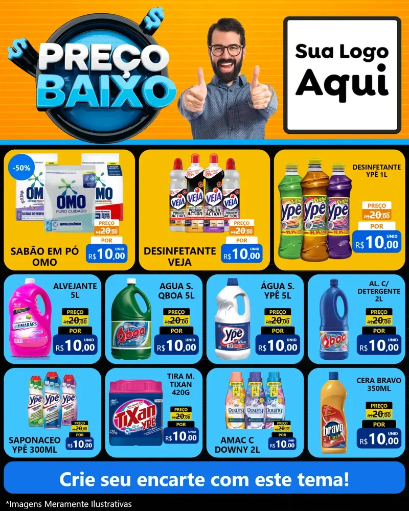 Modelo de Rede Social para Feed Instagram com o tema Preço Baixo para Produtos de Limpeza