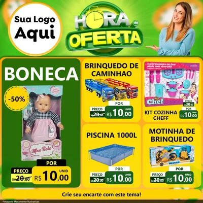 Modelo de Rede Social para Feed Facebook com o tema Hora da Oferta para Brinquedos