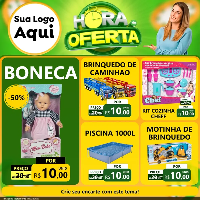 Modelo de Rede Social para Feed Facebook com o tema Hora da Oferta para Brinquedos