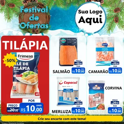 Modelo de Rede Social para Feed Facebook com o tema Festival de Ofertas - Inverno para Peixaria