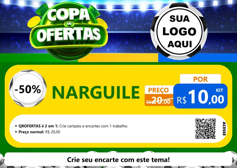 Modelo de Cartaz para Cartaz A4 Horizontal com o tema Copa de Ofertas para Tabacaria