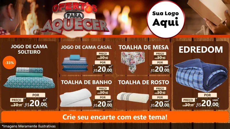 Modelo de TV para TV Horizontal com o tema Ofertas Para Aquecer para Cama, Mesa e Banho