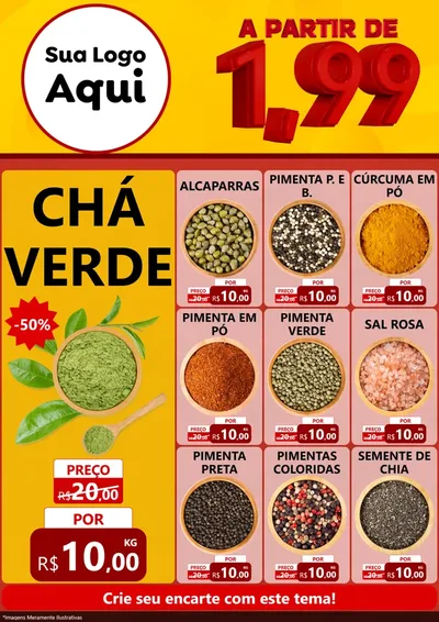 Modelo de Encarte para Encarte A4 Vertical com o tema A Partir de Um e Noventa e Nove - 1,99 para Produtos Naturais