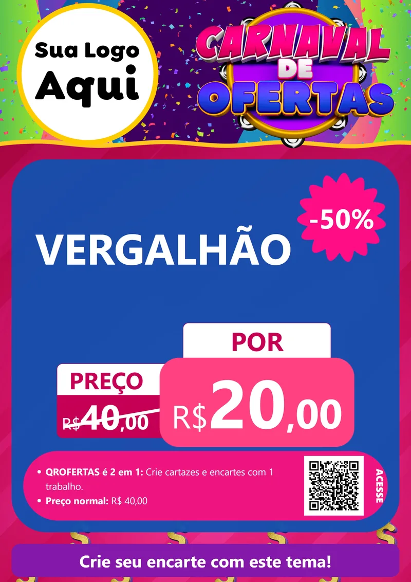 Modelo de Cartaz para Cartaz A4 Vertical com o tema Carnaval de Ofertas para Ferragens