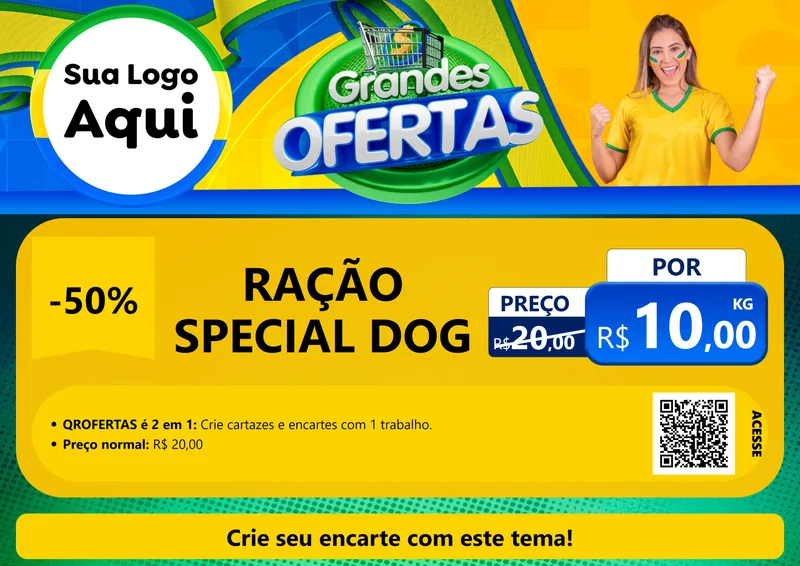 Modelo de Cartaz para Cartaz A4 Horizontal com o tema Grandes Ofertas para Pet Shop