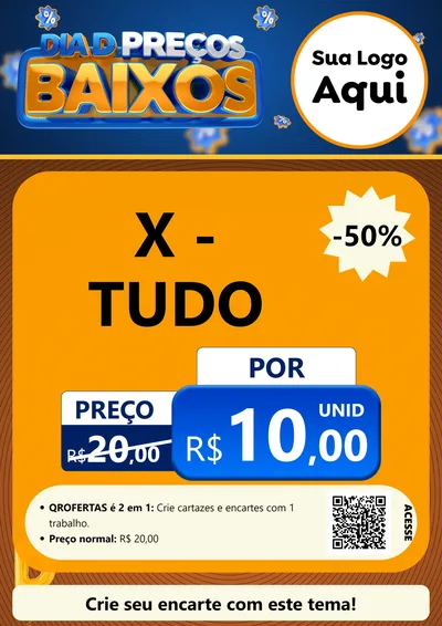 Modelo de Cartaz para Cartaz A4 Vertical com o tema Dia D Preço Baixo para Hamburgueria