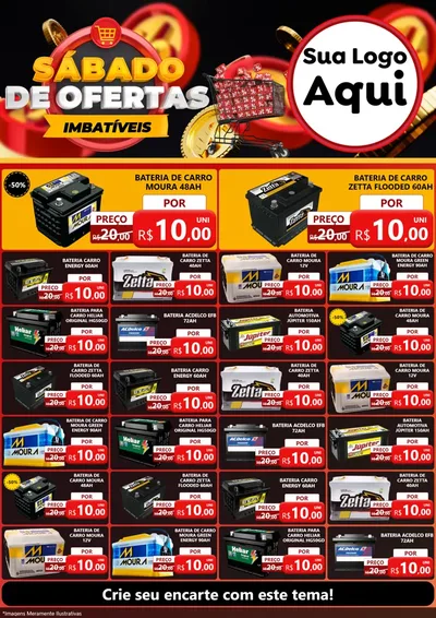 Modelo de Encarte para Encarte A4 Vertical com o tema Sábado de Ofertas Imbatíveis para Baterias Elétricas