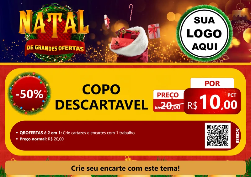 Modelo de Cartaz para Cartaz A4 Horizontal com o tema Natal de Grandes Ofertas para Embalagens