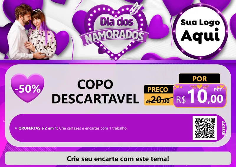 Modelo de Cartaz para Cartaz A4 Horizontal com o tema Dia dos Namorados para Embalagens
