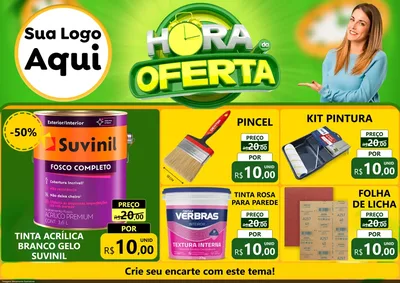 Modelo de Encarte para Encarte A4 Horizontal com o tema Hora da Oferta para Tintas e Ferramentas