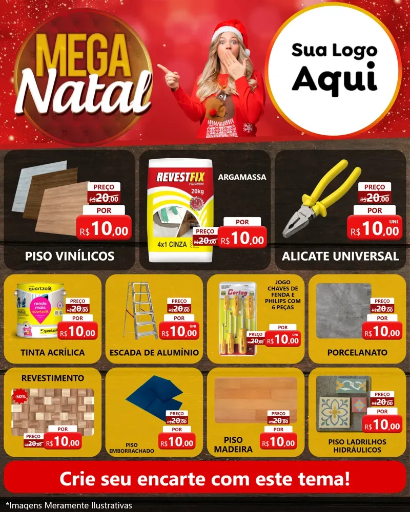 Modelo de Rede Social para Feed Instagram com o tema Mega Natal para Material para Construção